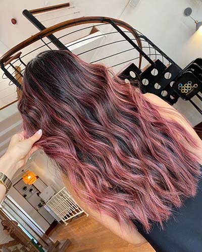 Copper pink balayage hair